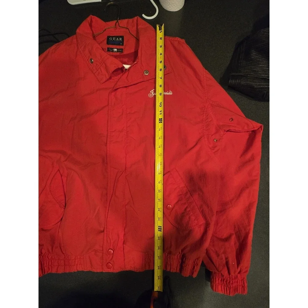 Vintage Jack Daniels Jacket Gear Red Mens Large Nylon Waterproof Windbreaker 90s